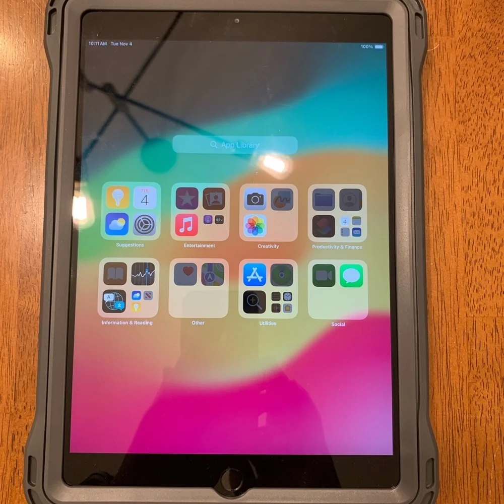 Apple iPad 7th Generation 10.2” with Gray Protective Case